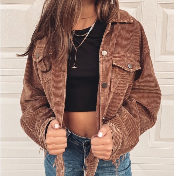 Pol Chocolate Brown Distressed Corduroy 